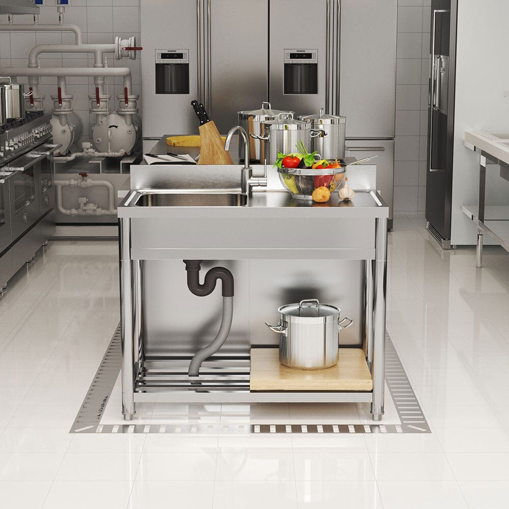 Stainless Steel One Compartment Commercial Sink with Right Drainboard - House Comfort