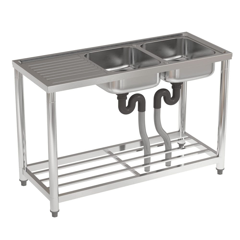 Stainless Steel One Compartment Sink with Drainboard and Shelf - House Comfort