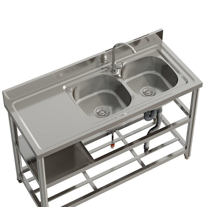 Stainless Steel One Compartment Sink with Shelves - House Comfort