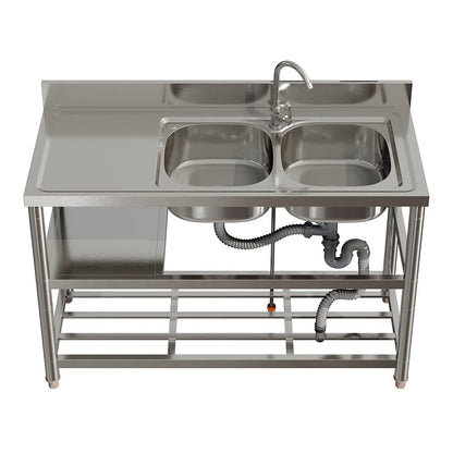 Stainless Steel One Compartment Sink with Shelves - House Comfort