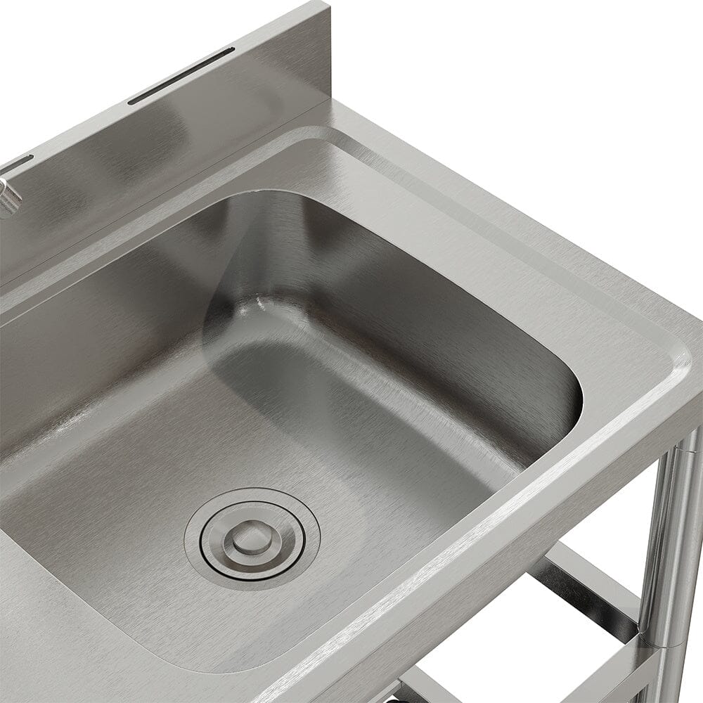 Stainless Steel One Compartment Sink with Shelves - House Comfort