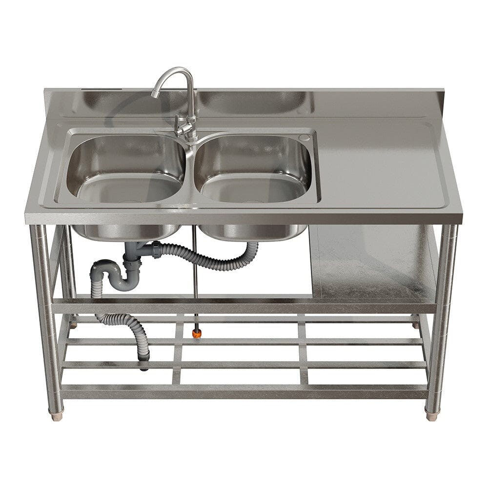 Stainless Steel One Compartment Sink with Shelves - House Comfort