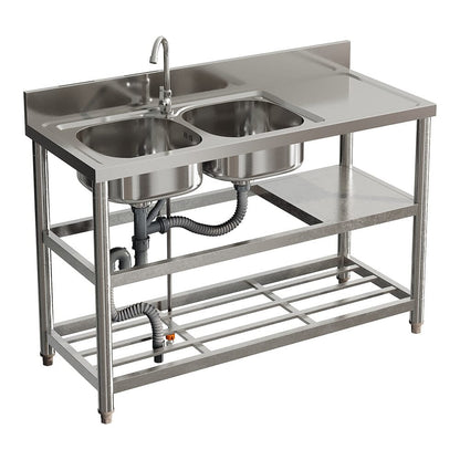 Stainless Steel One Compartment Sink with Shelves - House Comfort