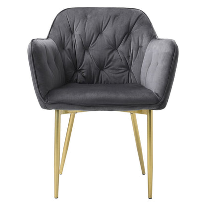 Stylish Gray Dining Chair with Gold Spray - Painted Legs and Velvet Upholstery - House Comfort