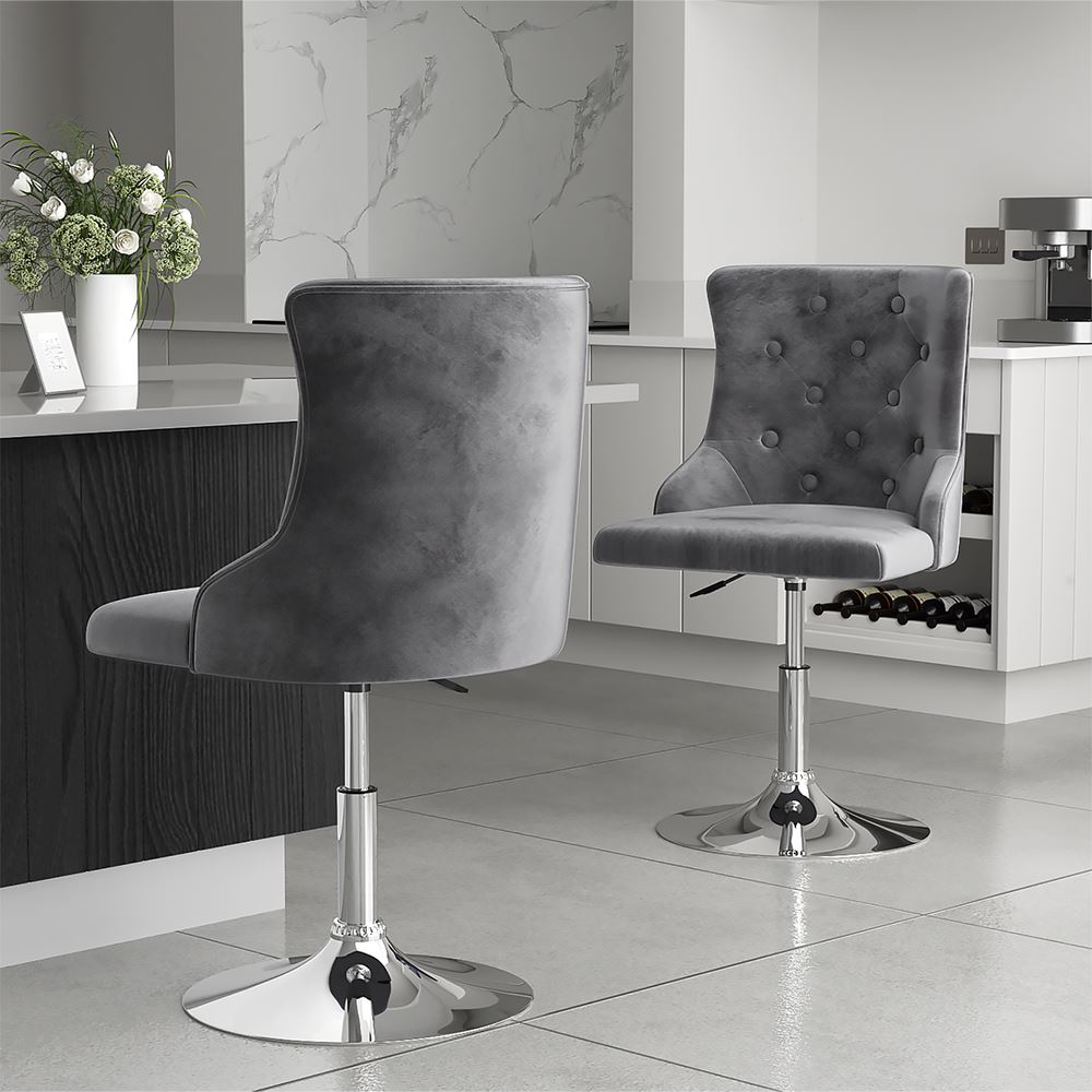 Swivel Velvet Barstool with Ajustable Lift Height - House Comfort