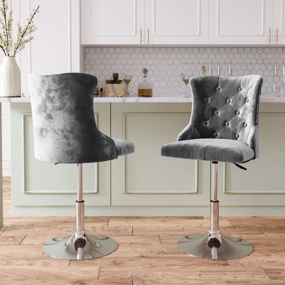 Swivel Velvet Barstool with Ajustable Lift Height - House Comfort