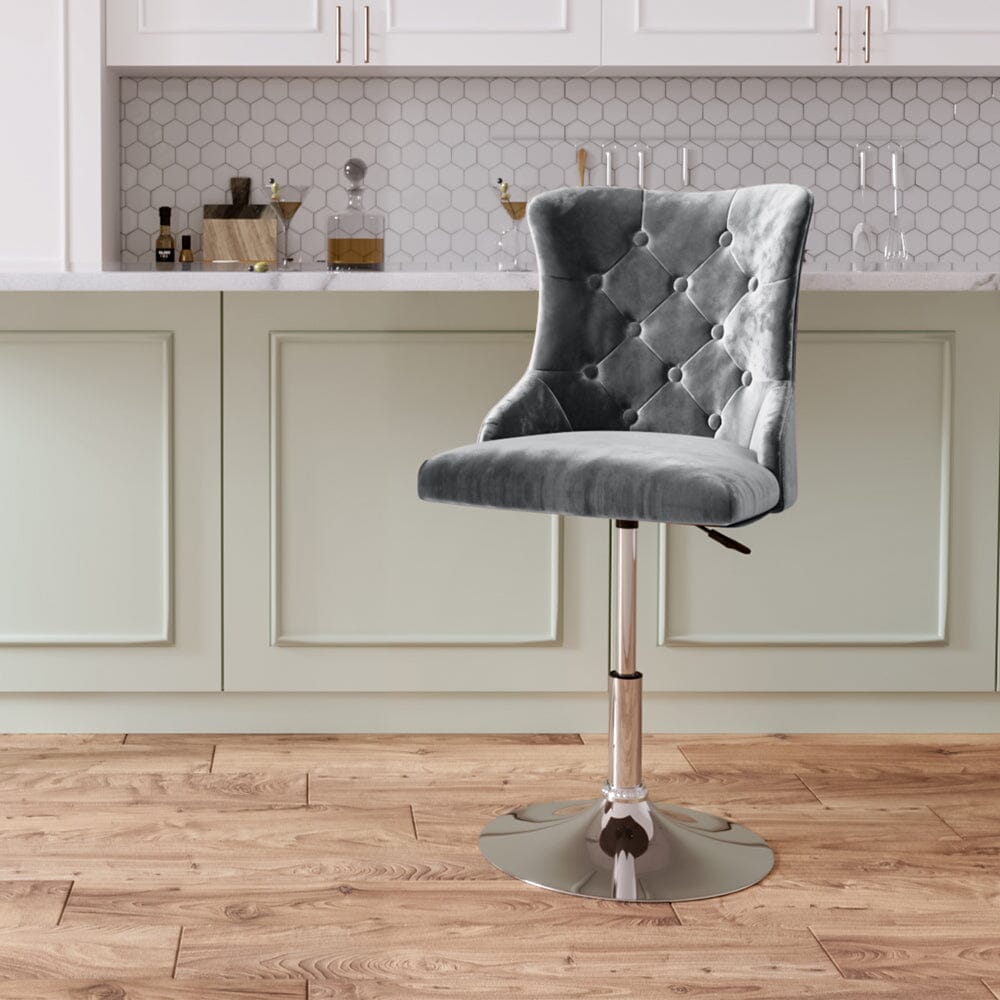 Swivel Velvet Barstool with Ajustable Lift Height - House Comfort