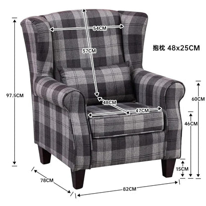 Tartan Tub Chair with Wood Legs and Cushion - House Comfort