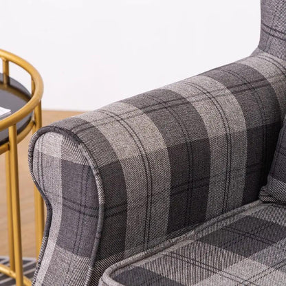 Tartan Tub Chair with Wood Legs and Cushion - House Comfort