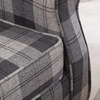 Tartan Tub Chair with Wood Legs and Cushion - House Comfort