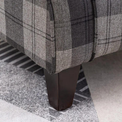 Tartan Tub Chair with Wood Legs and Cushion - House Comfort