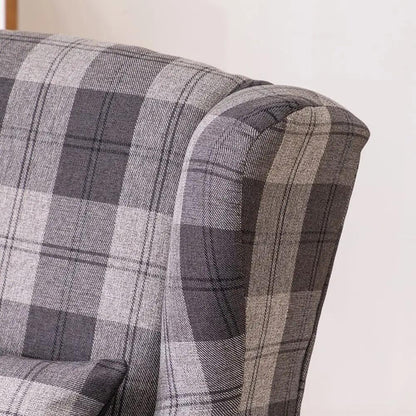 Tartan Tub Chair with Wood Legs and Cushion - House Comfort