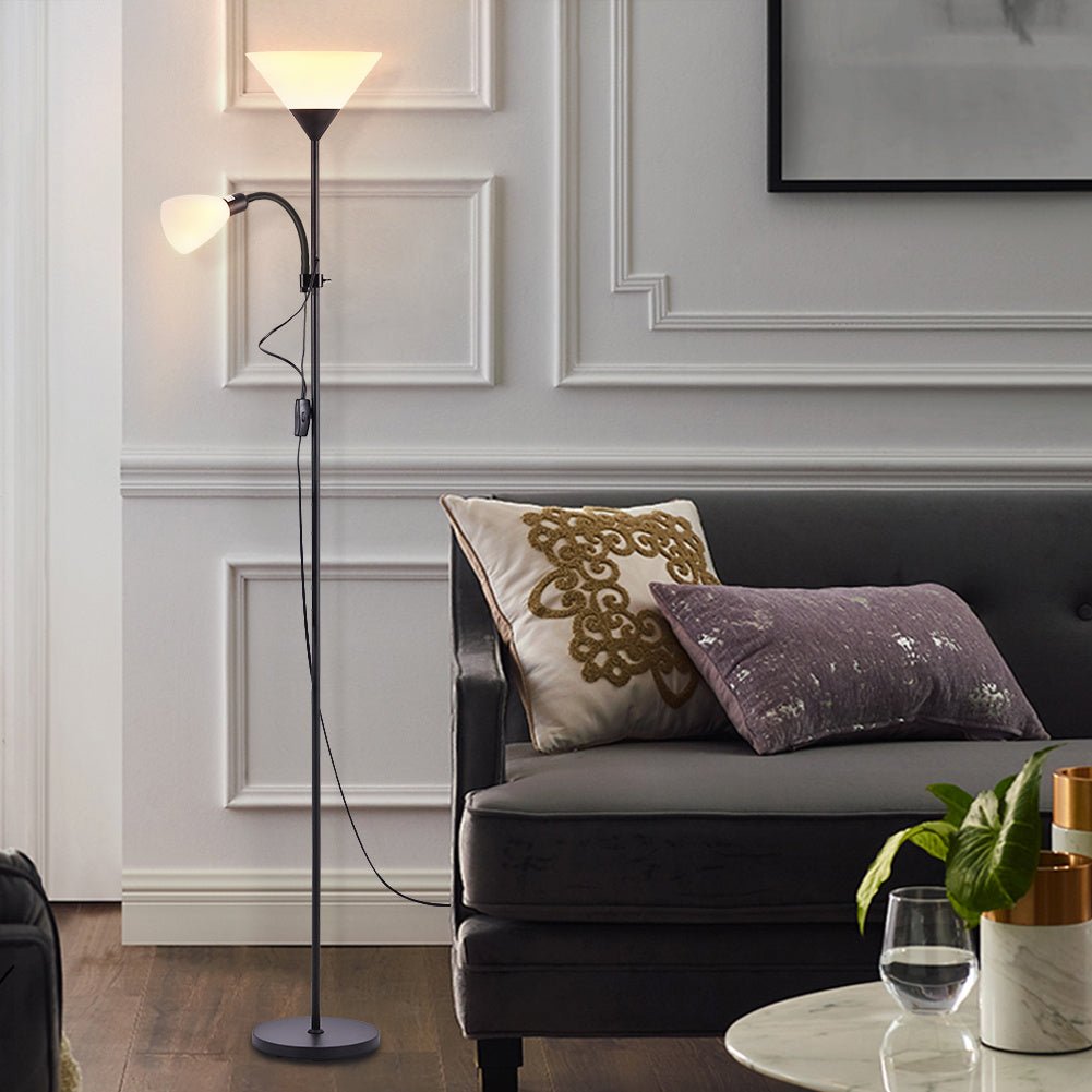 Torchiere Double Heads Floor Lamp Adjustable Reading Light - House Comfort