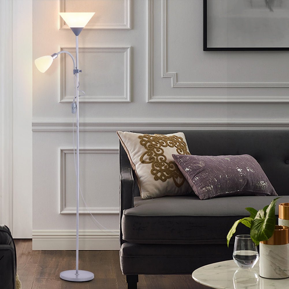 Torchiere Double Heads Floor Lamp Adjustable Reading Light - House Comfort