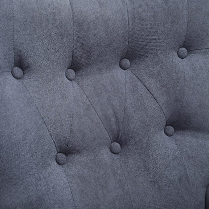 Tufted Button Linen Armchair with Wooden Legs - House Comfort