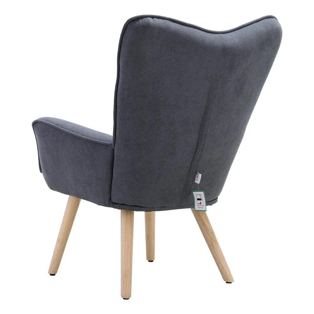 Tufted Button Linen Armchair with Wooden Legs - House Comfort