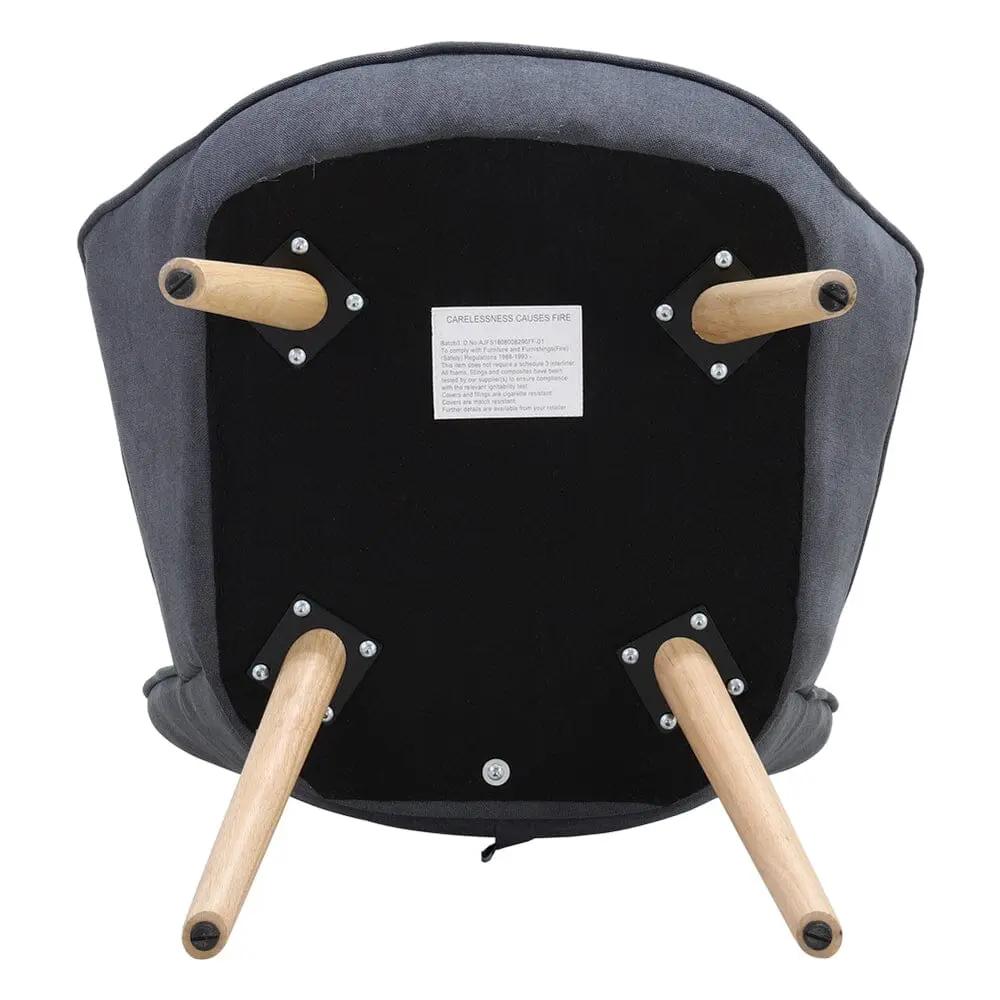 Tufted Button Linen Armchair with Wooden Legs - House Comfort