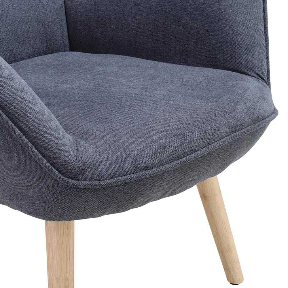 Tufted Button Linen Armchair with Wooden Legs - House Comfort