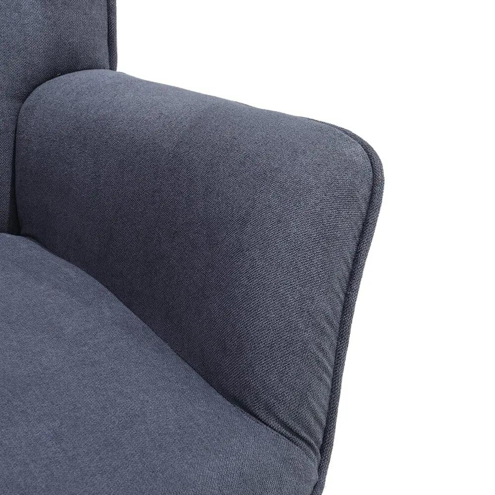 Tufted Button Linen Armchair with Wooden Legs - House Comfort