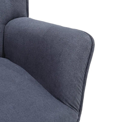 Tufted Button Linen Armchair with Wooden Legs - House Comfort