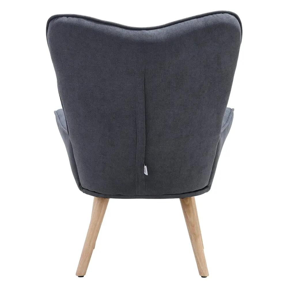 Tufted Button Linen Armchair with Wooden Legs - House Comfort