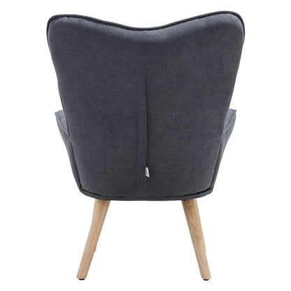 Tufted Button Linen Armchair with Wooden Legs - House Comfort