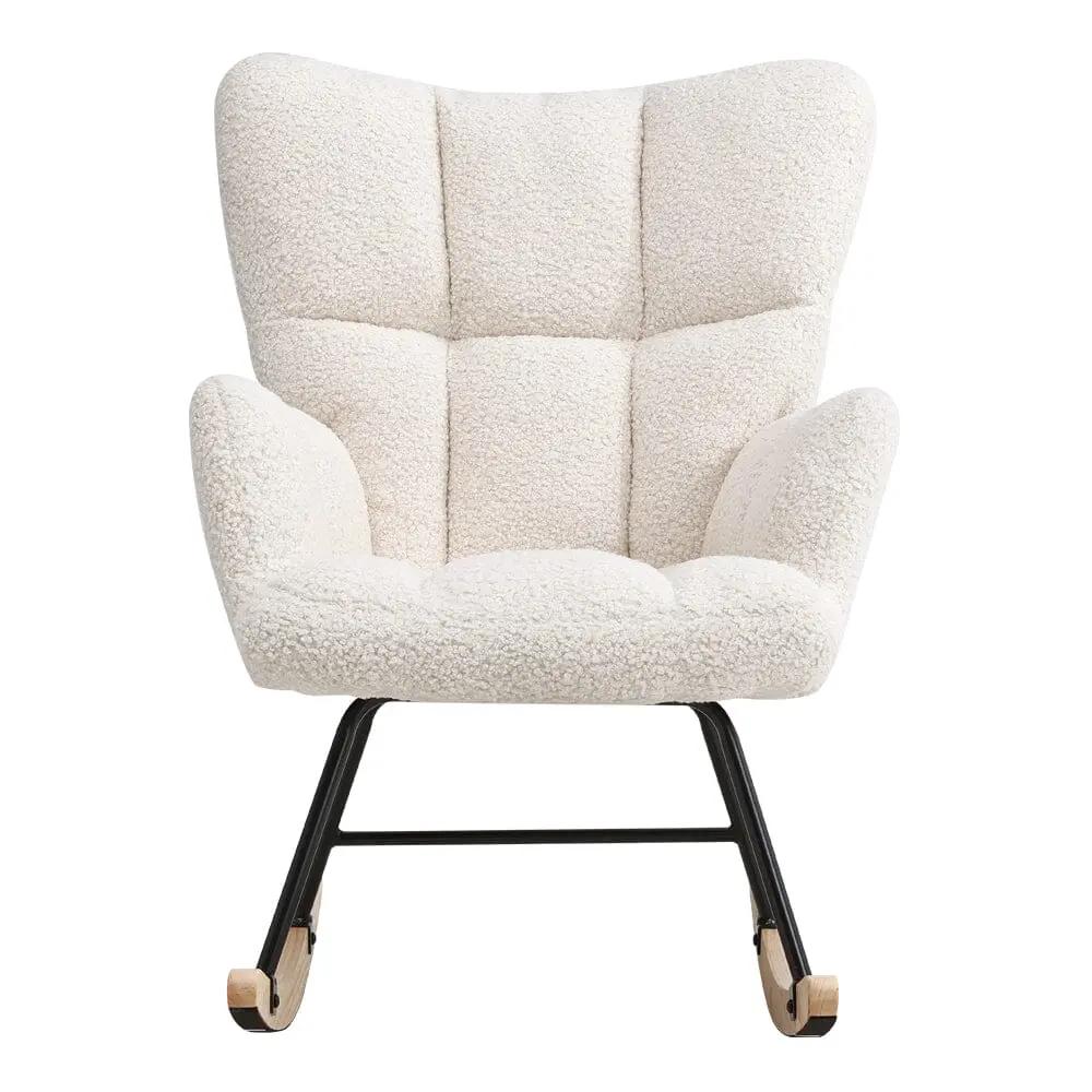Tufted Linen Upholstered Rocking Chair - House Comfort