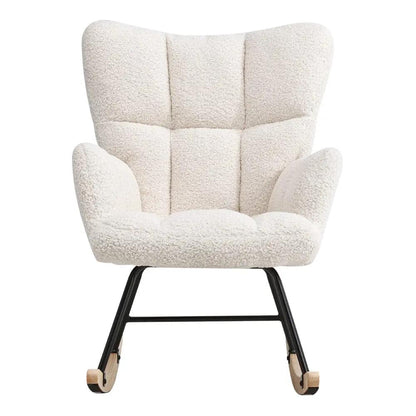 Tufted Linen Upholstered Rocking Chair - House Comfort