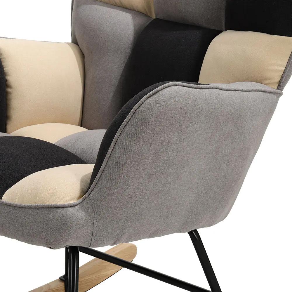 Tufted Linen Upholstered Rocking Chair - House Comfort
