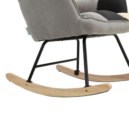 Tufted Linen Upholstered Rocking Chair - House Comfort