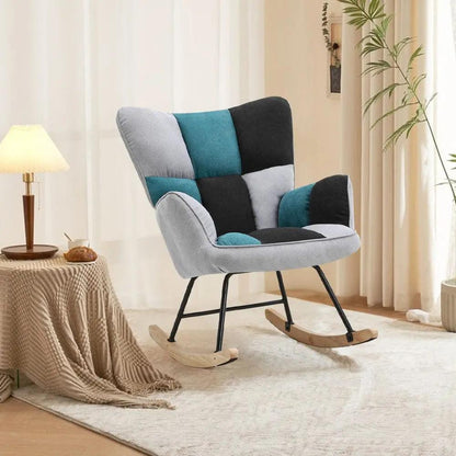 Tufted Linen Upholstered Rocking Chair - House Comfort
