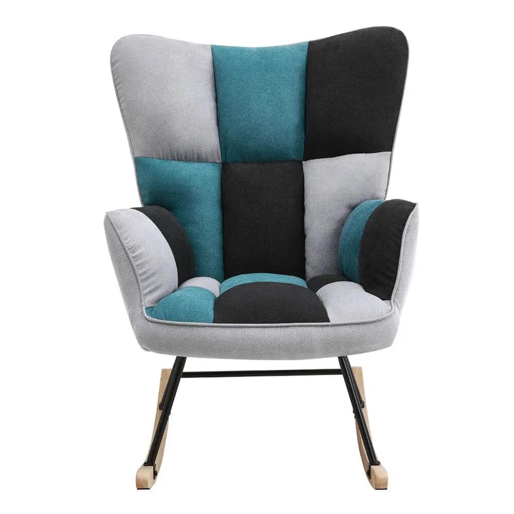Tufted Linen Upholstered Rocking Chair - House Comfort