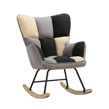 Tufted Linen Upholstered Rocking Chair - House Comfort