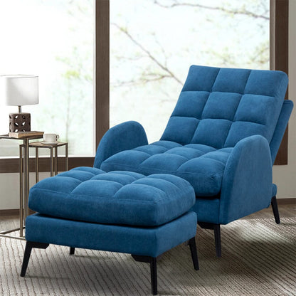 Upholstered Adjustable Backrest Velvet Sleeper Recliner Come with Ottoman - House Comfort