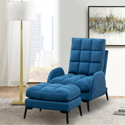 Upholstered Adjustable Backrest Velvet Sleeper Recliner Come with Ottoman - House Comfort