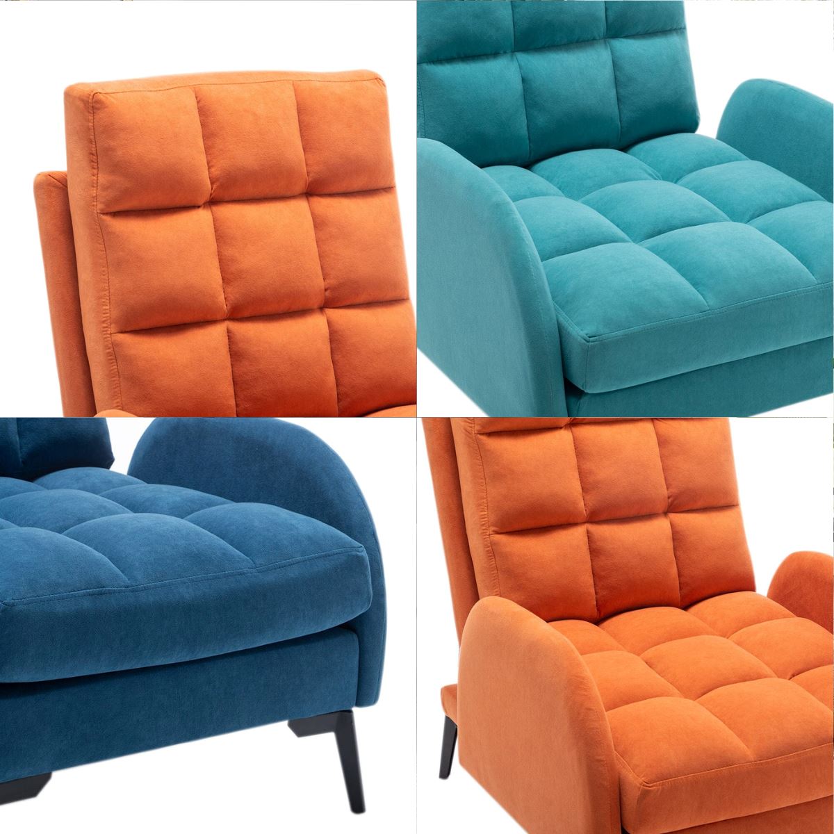 Upholstered Adjustable Backrest Velvet Sleeper Recliner Come with Ottoman - House Comfort