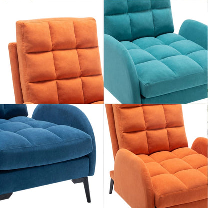 Upholstered Adjustable Backrest Velvet Sleeper Recliner Come with Ottoman - House Comfort