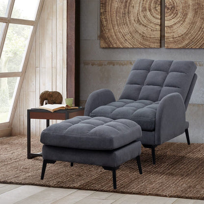 Upholstered Adjustable Backrest Velvet Sleeper Recliner Come with Ottoman - House Comfort
