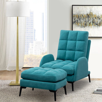 Upholstered Adjustable Backrest Velvet Sleeper Recliner Come with Ottoman - House Comfort
