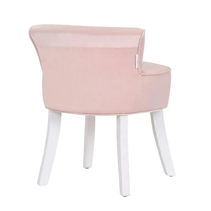 Upholstered Velvet Vanity Dressing Table Stool with Low Backrest - House Comfort