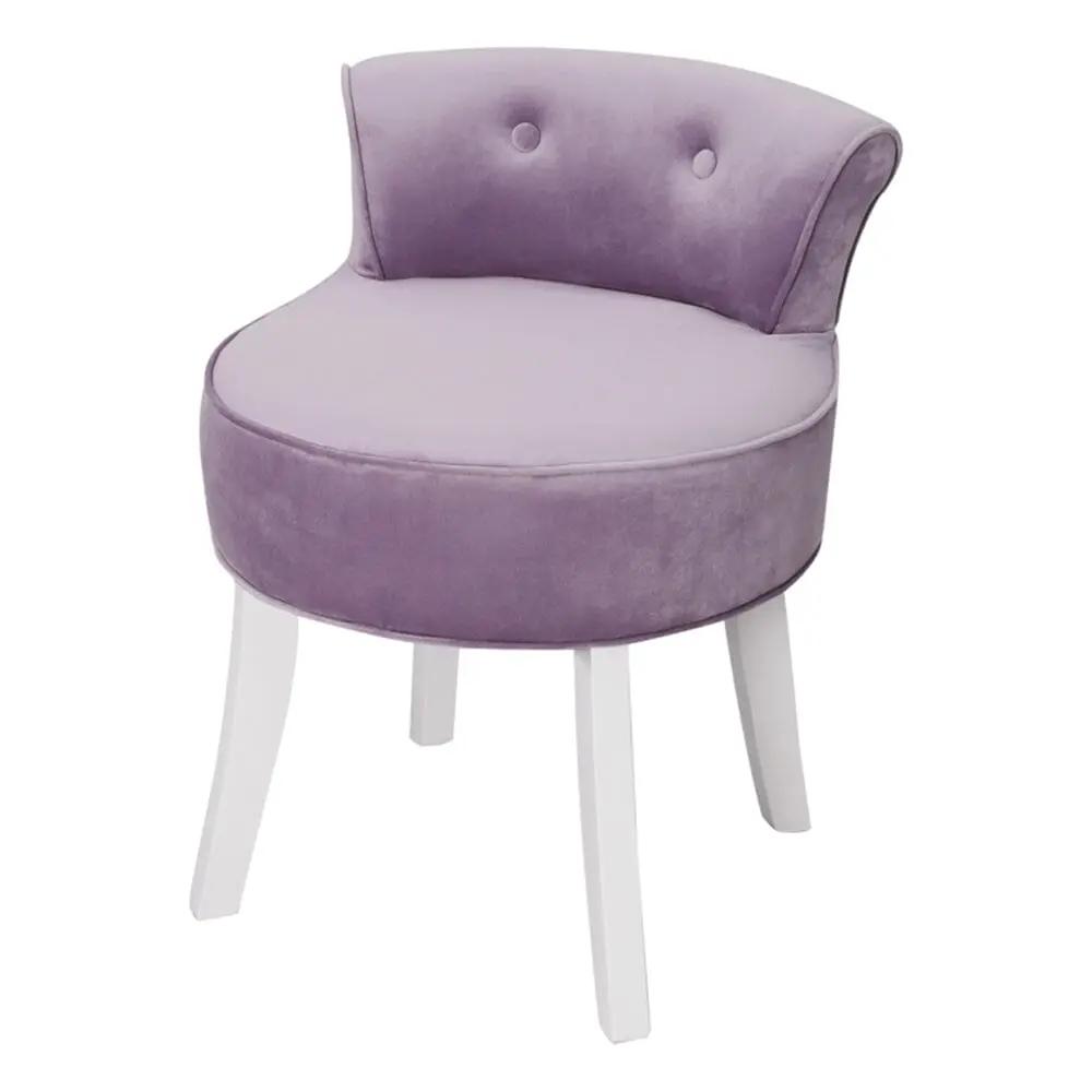 Upholstered Velvet Vanity Dressing Table Stool with Low Backrest - House Comfort