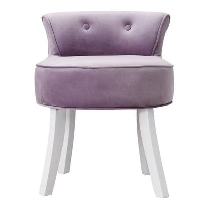 Upholstered Velvet Vanity Dressing Table Stool with Low Backrest - House Comfort