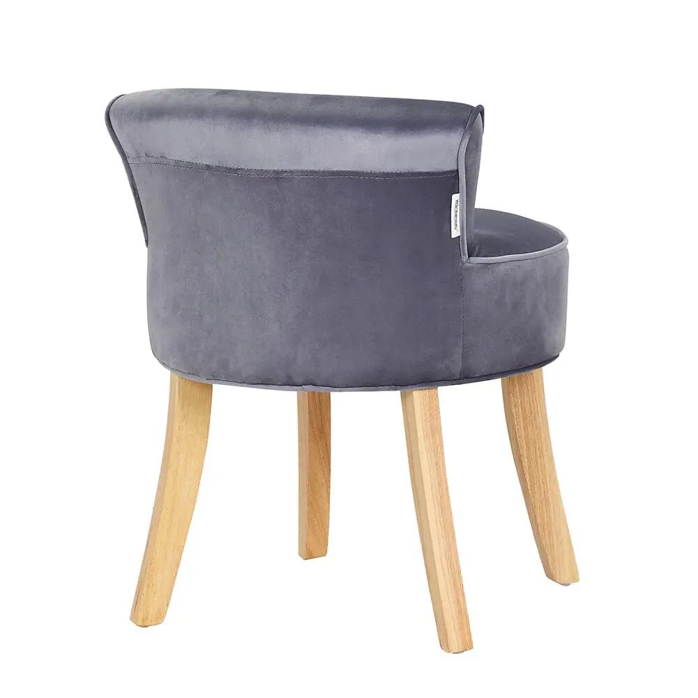 Upholstered Velvet Vanity Dressing Table Stool with Low Backrest - House Comfort
