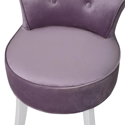 Upholstered Velvet Vanity Dressing Table Stool with Low Backrest - House Comfort