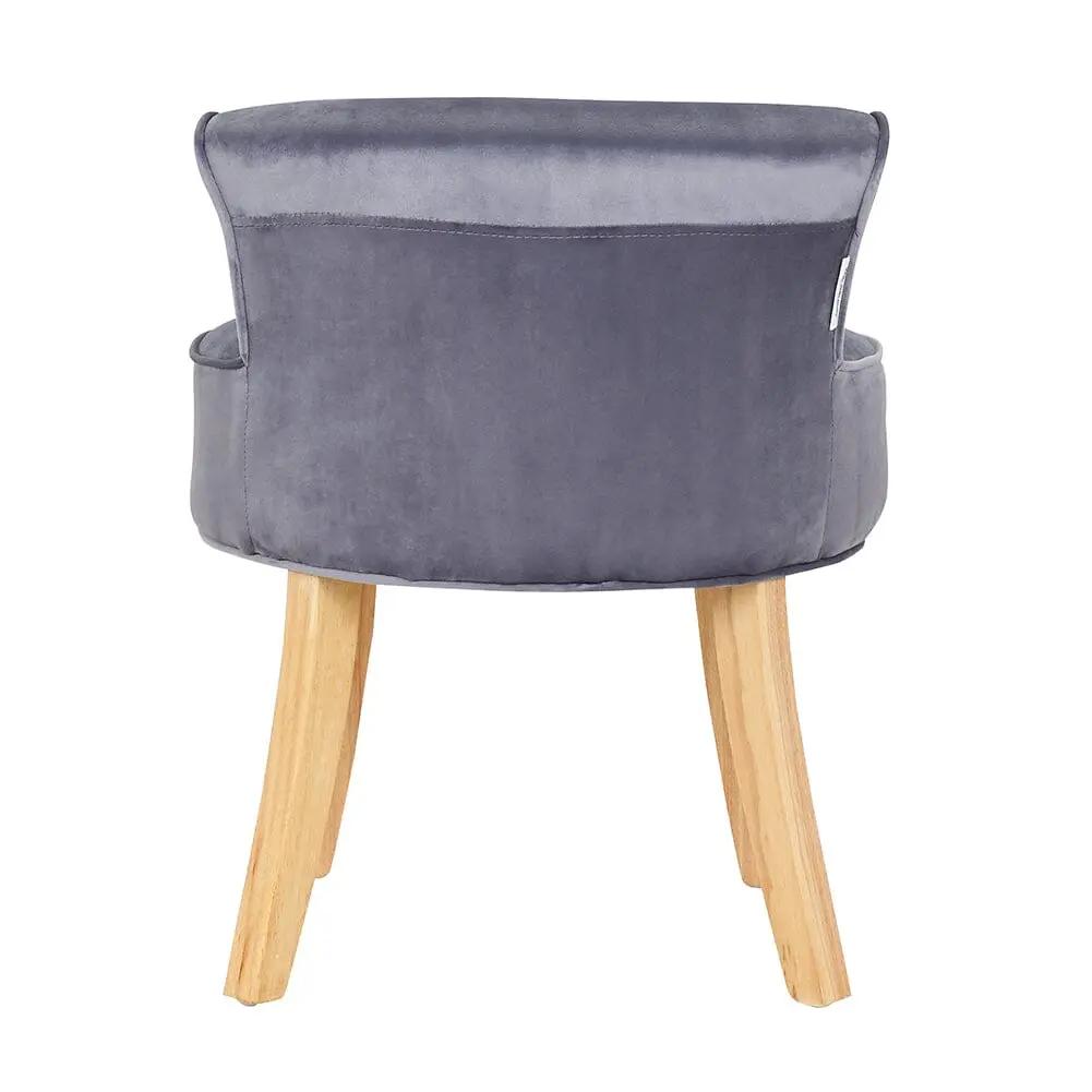 Upholstered Velvet Vanity Dressing Table Stool with Low Backrest - House Comfort
