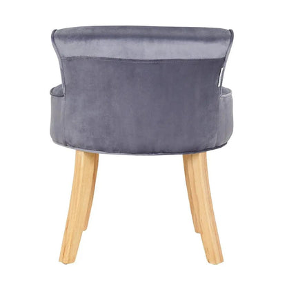 Upholstered Velvet Vanity Dressing Table Stool with Low Backrest - House Comfort