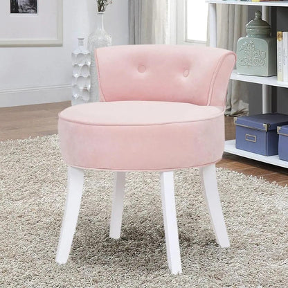 Upholstered Velvet Vanity Dressing Table Stool with Low Backrest - House Comfort