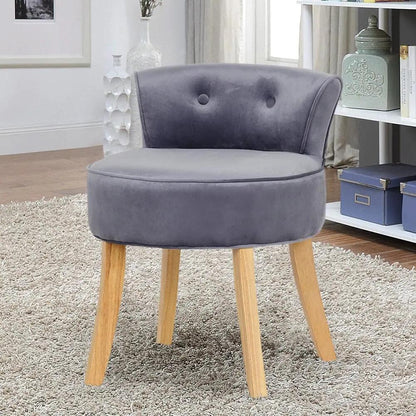 Upholstered Velvet Vanity Dressing Table Stool with Low Backrest - House Comfort