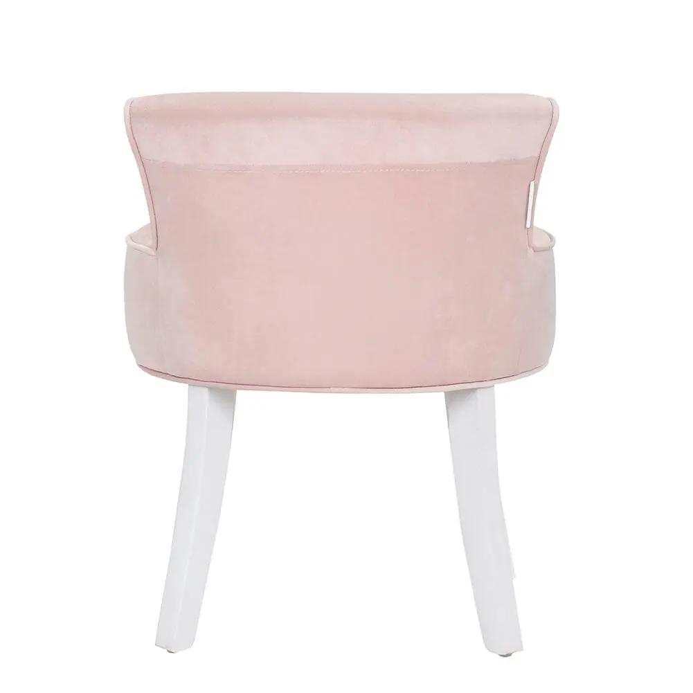 Upholstered Velvet Vanity Dressing Table Stool with Low Backrest - House Comfort