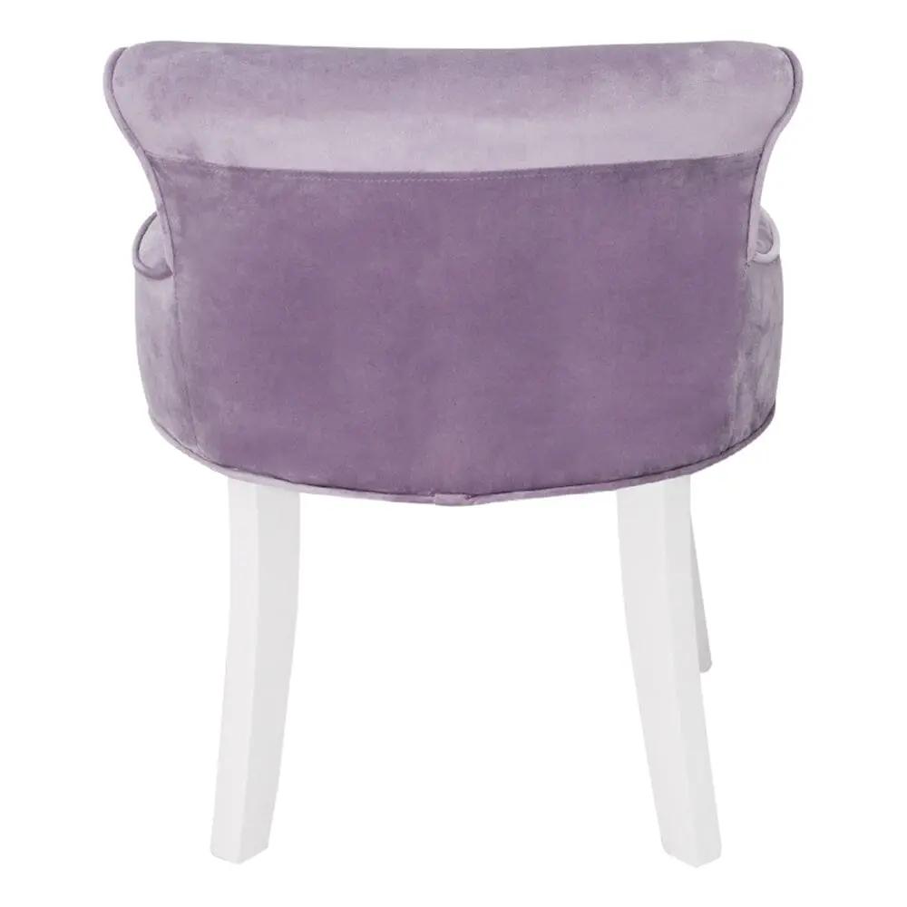Upholstered Velvet Vanity Dressing Table Stool with Low Backrest - House Comfort